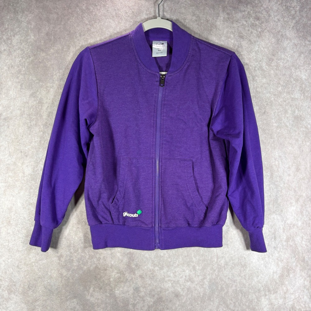 Girl Scouts Jacket Girls M 10-12 Purple Junior Bomber Full Zip Logo Uniform